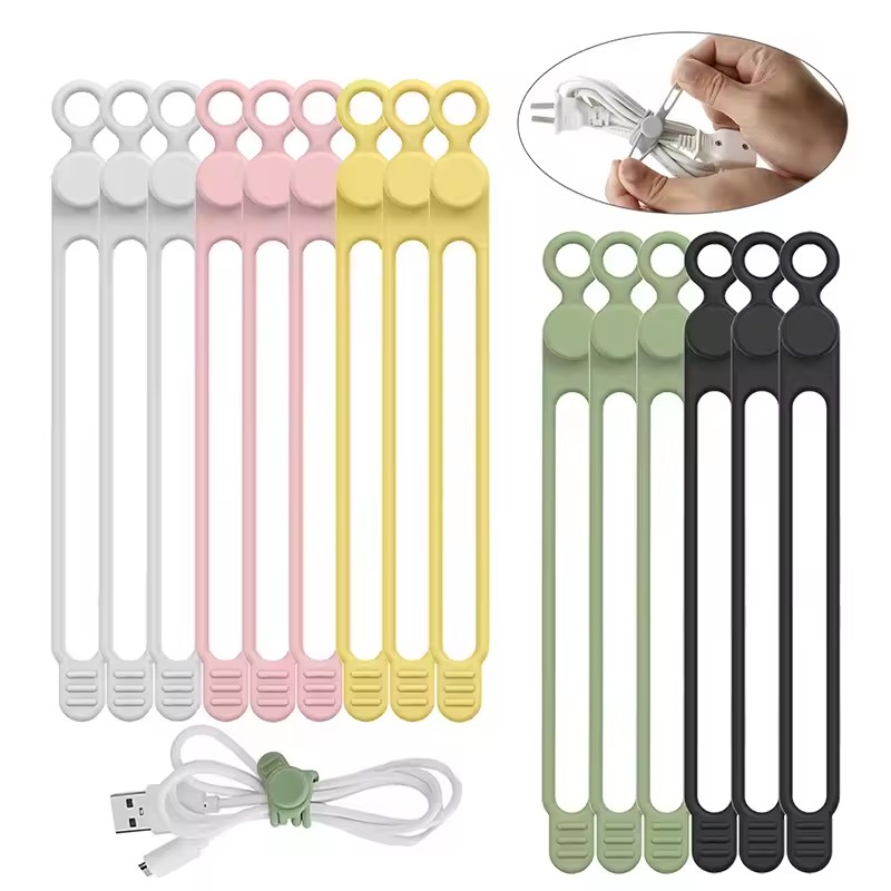 Cable Organizer - 10 шт. силиконовых кабельных стяжек, органайзер